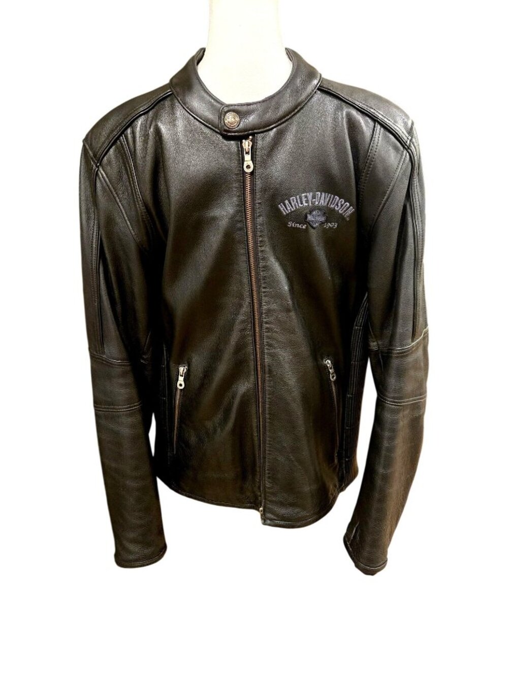 Harley-Davidson Genuine Leather Jacket - Embroidered Eagle & Cross - Men’s Size